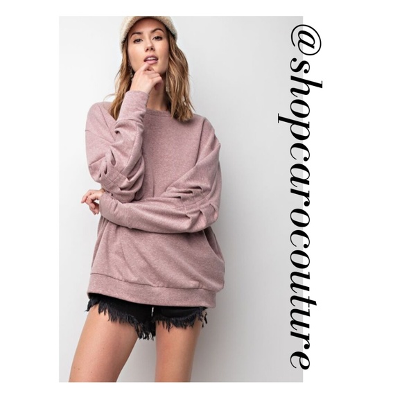easel Tops - LAST 1!! Easy Pullover Sweatshirt in Mauve